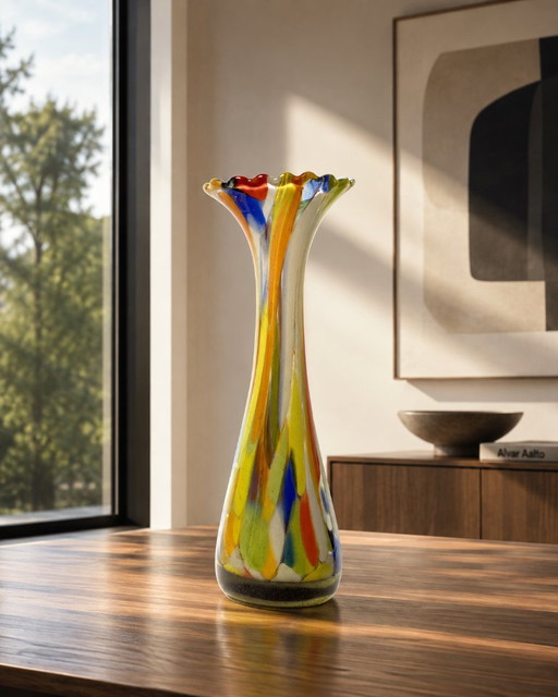 Große Mid-Century Kunstglasvase im Murano-Stil 60/70ziger