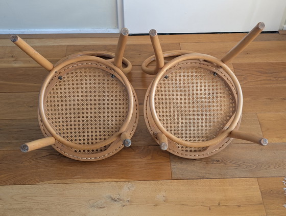 Image 1 of Set van 2 Thonet No 18 rotan caféstoelen, ZPM Radomsko