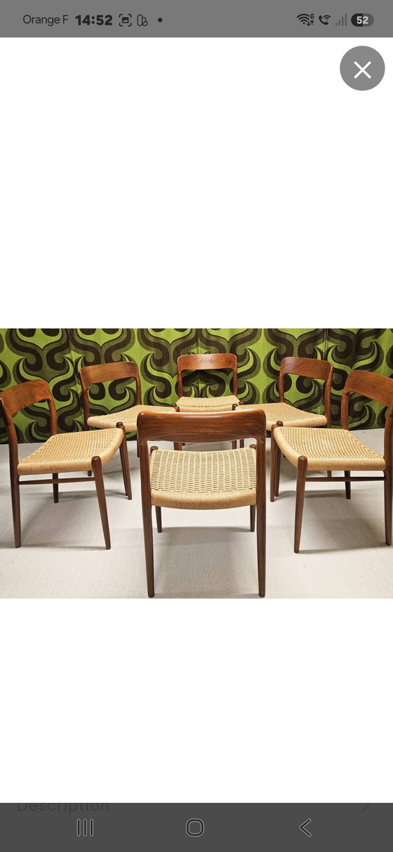 Image 1 of Lot 6 chaises model 75 de Niels O. Møller 1960  