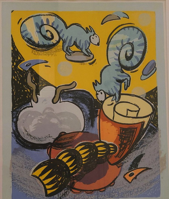Sussette van de Lande Hawalla print, colorful, Lithographs & prints, Paper, Yellow, Modern (photo 2 of 6)
