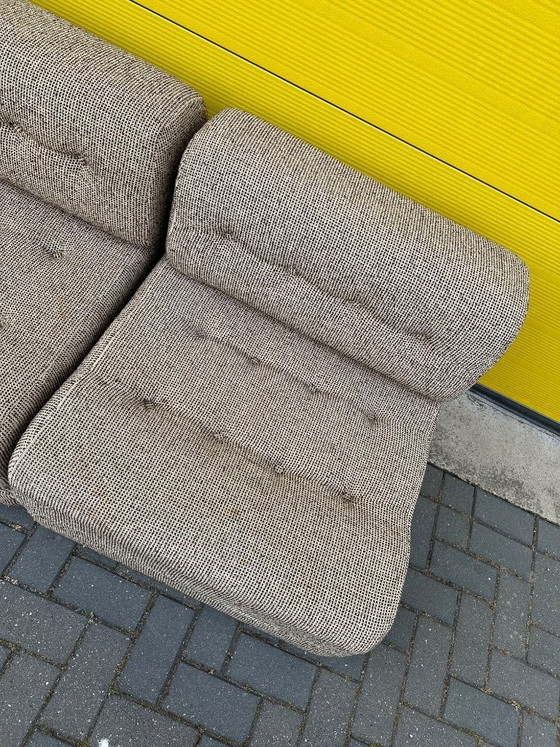 Image 1 of Vintage modular sofa / sofa bed - beige-brown woven fabric