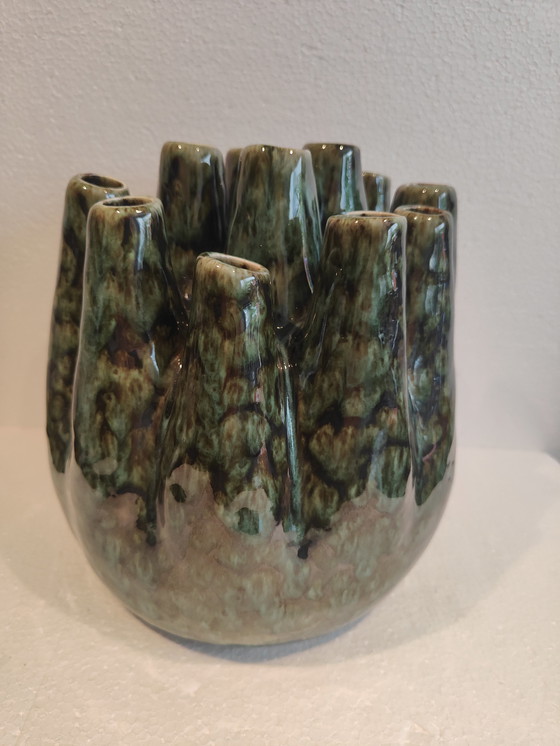 Image 1 of Organic Jarrón bajo tulipán verde grande