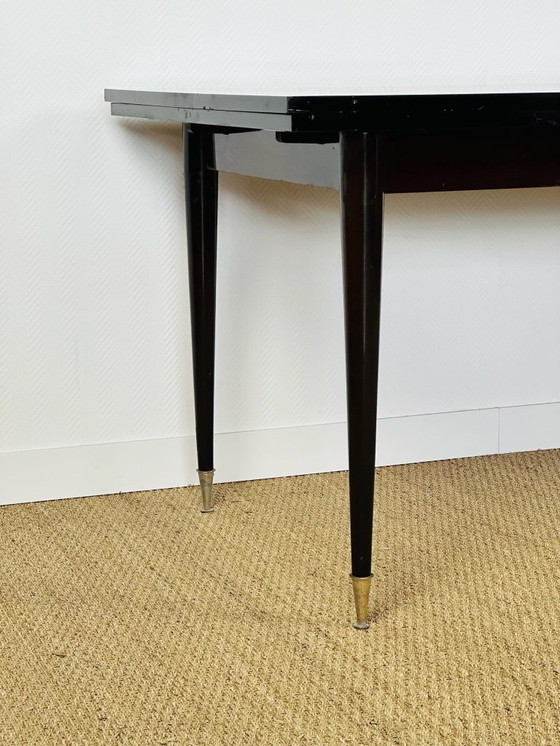 Image 1 of Uitschuifbare modernistische eettafel van Macassar ebbenhout, 1950