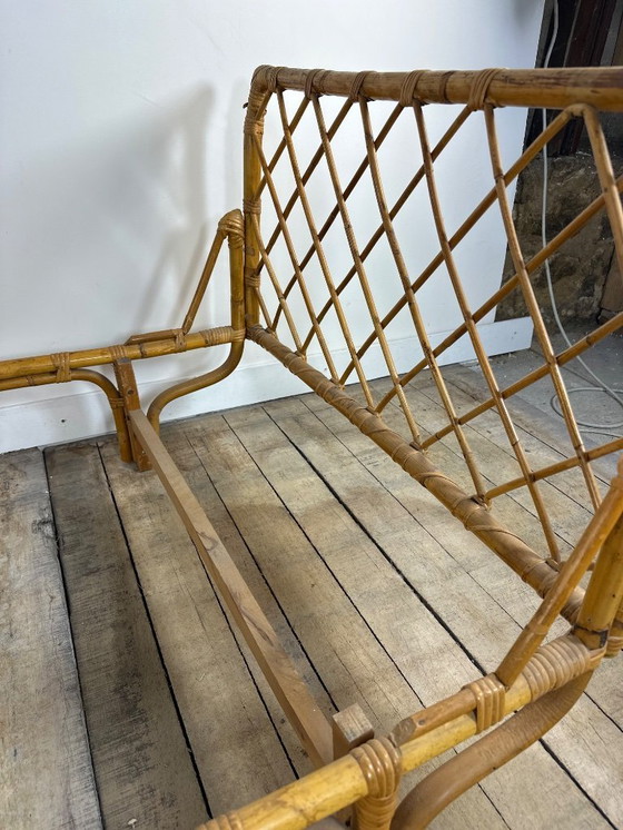 Image 1 of Letto vintage anni '60 in rattan e bambù