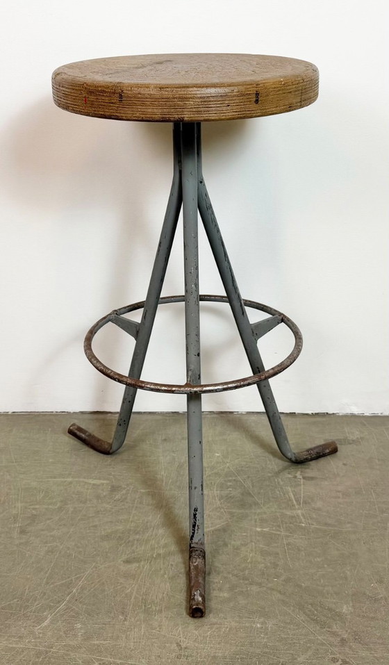 Image 1 of Grey Industrial Workshop Stool, 1960s