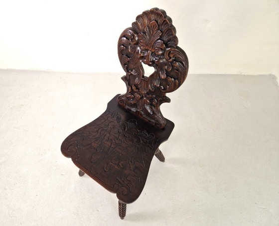 Image 1 of Antique Gothic hall chair Bobbin Legs