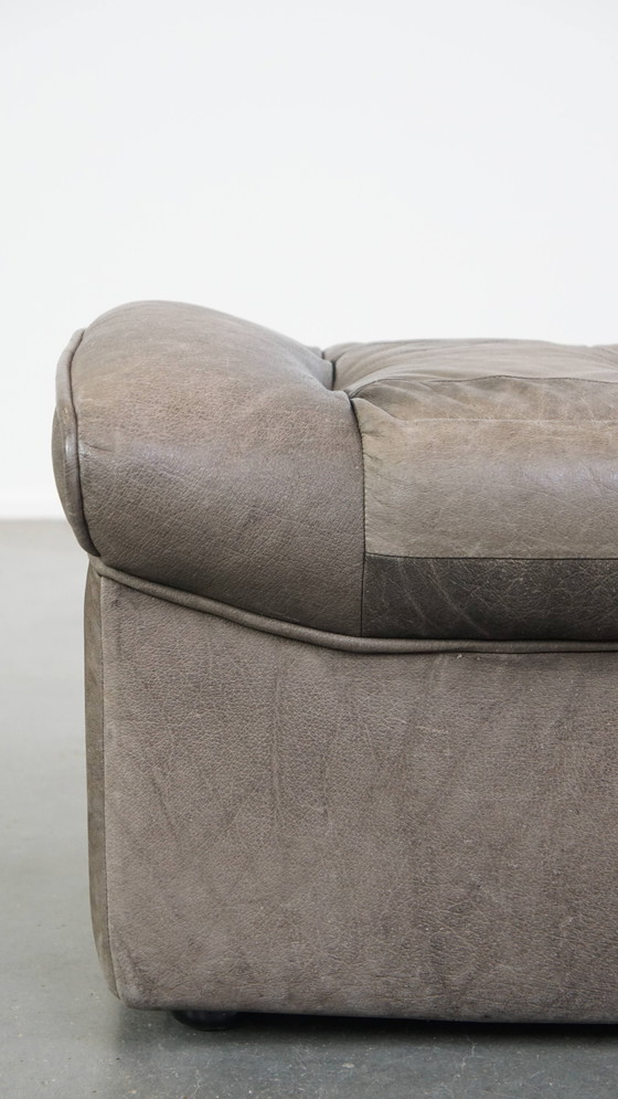 Image 1 of Graues Vintage Leder Elemente Design Sofa 2 Elemente + Hocker