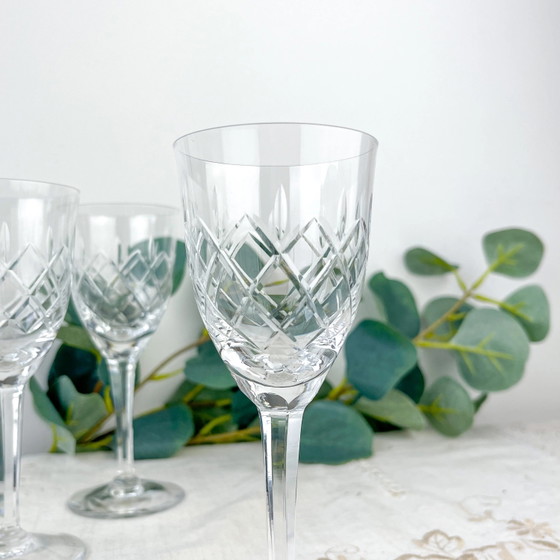 6 Vintage geslepen kristallen waterglazen – Cristallerie de Lorraine Lemberg met origineel label (1950s–1970s) (photo 5 of 8)