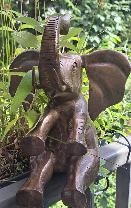 Vintage beeld van een olifant in brons – Beeldhouwkunst, Bronze (photo 4 of 7)