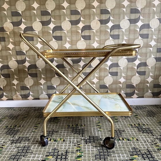 Image 1 of Vintage folding bar cart / serving trolley – 1970s
