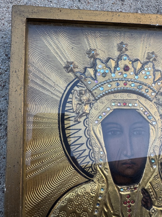 Image 1 of Icona dipinta e metallo sbalzato, Polonia, inizio XX secolo