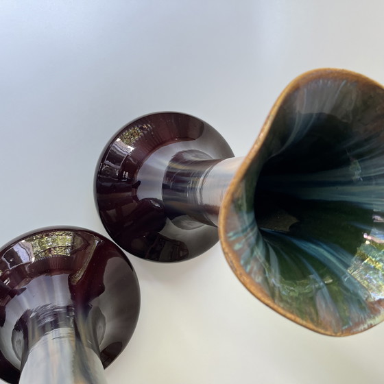 Image 1 of Pair of large vintage glazed ceramic vases, modernist design, 1960s