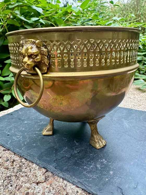 Art Nouveau Brass Lion Planter – Decorative Objects (photo 3 of 7)