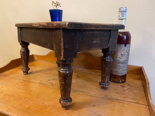 Antique 1850 Biedermeier Stool Bench Side Table