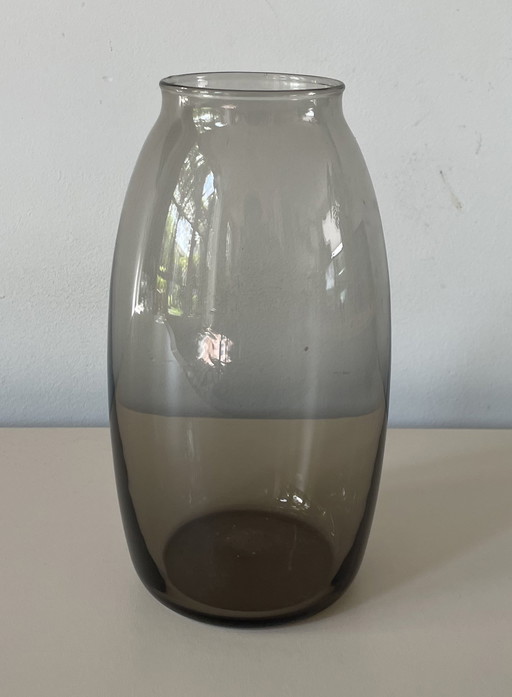 Glass Factory Leerdam - Art Deco Smoked Glass Vase Design A.D. Copier