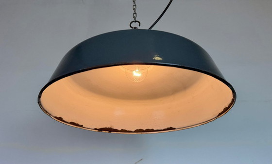 Image 1 of Industriële hanglamp van grijs emaille van Siemens, jaren 30