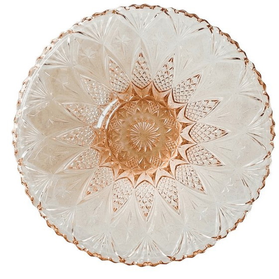 Image 1 of Coupe à fruits vintage Art Déco XL en cristal rose Rosaline années 1930