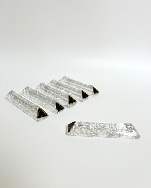 Set di 6 poggiacoltelli in cristallo vintage