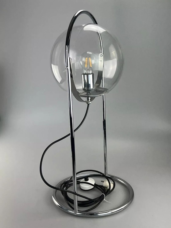 Image 1 of 60er 70er Jahre Kugellampe Lampe Leuchte Tischlampe Space Age Design Glas Metall