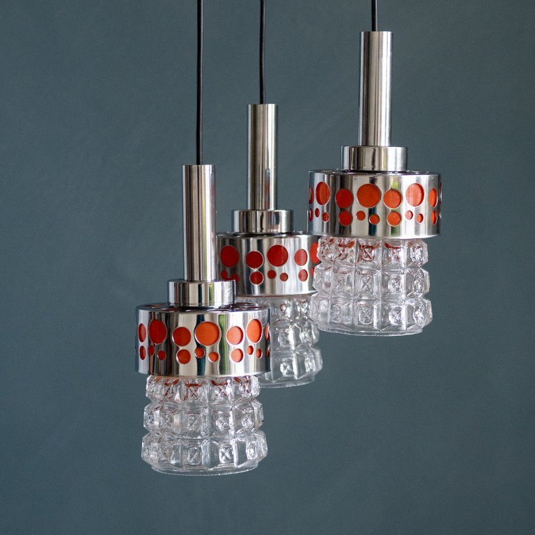 Lampada a sospensione Vintage Space Age Cascade attribuita a Massive
