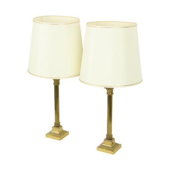 Image 1 of Coppia di lampade Hollywood Regency in ottone
