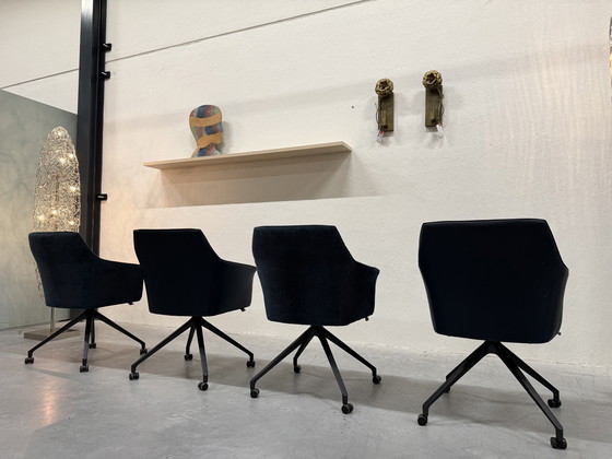 Image 1 of 4 Sedie da pranzo Leolux Callas in tessuto blu/pelle