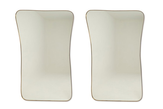 Image 1 of Miroir en laiton doré dans le style de Gio Ponti. Années 1980/90.