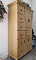 Cabinet (solid wood) matte ochre yellow with doors and drawers