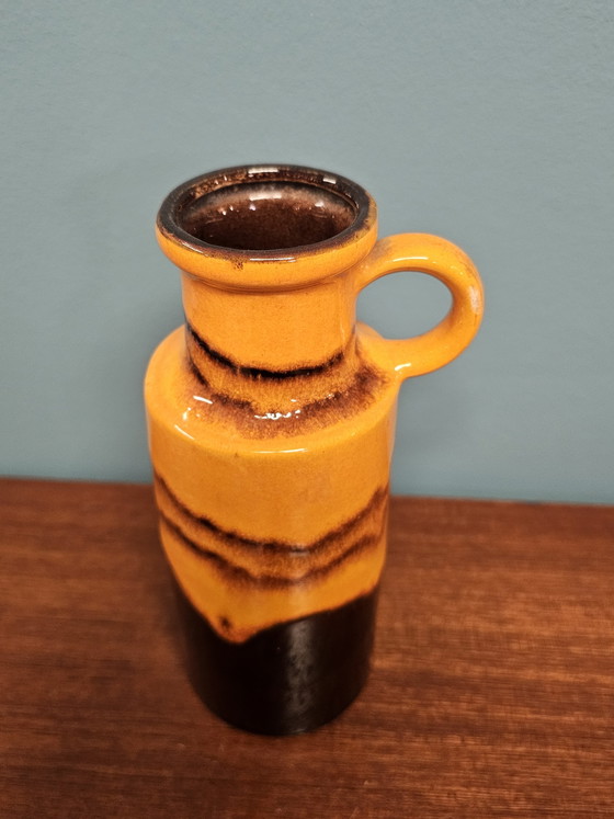 Image 1 of Vintage West Germany vase 407-20 orange/black