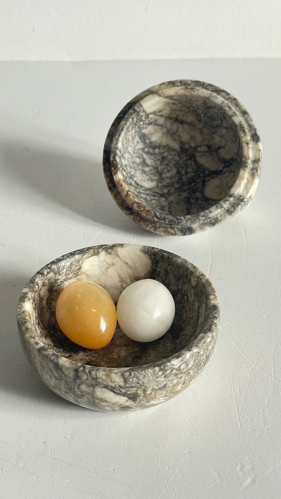 Image 1 of Vintage Marble Hen with Eggs Sculpture