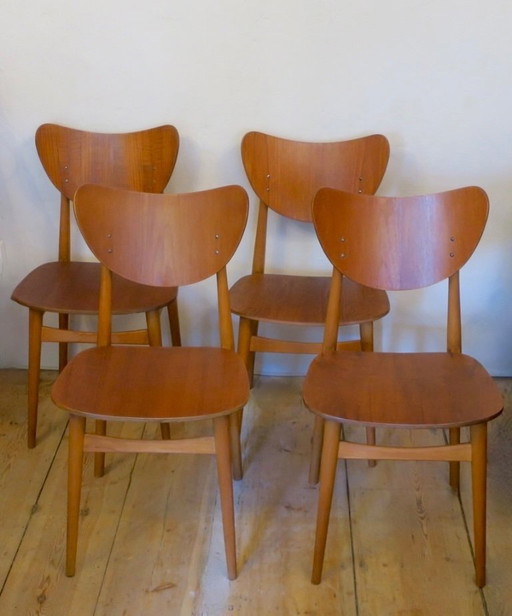 Set van 4 teakhouten vlinderstoelen, G-Plan, toegeschreven aan de jaren 1960.