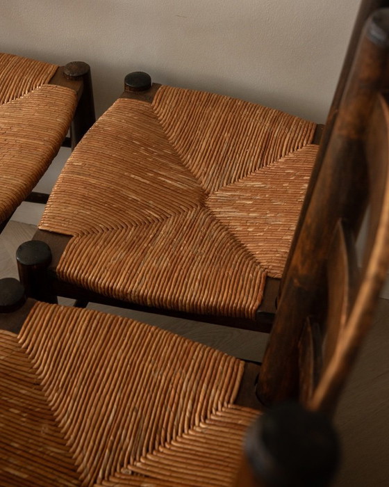 Image 1 of Vintage Franse brutalistische eetkamerstoelen van Georges Robert, jaren 1950, set van 6