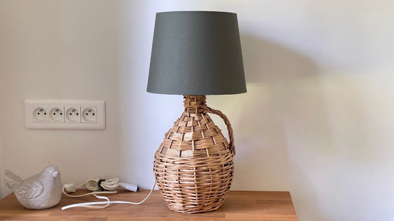 Image 1 of Dame Jeanne vintage rattan lamp