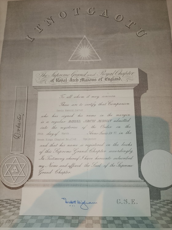 Image 1 of Certificat authentique maçonnique