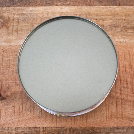 Image 1 of Vintage Teddy Tum Tum cookie tin: British design from the 90s, bear tableware, green and beige