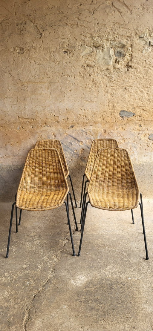 Basket Wicker Chairs by Gian Franco Legler, 1950s