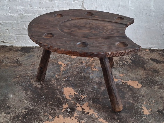 Brutalistischer, handgeschnitzter, hufeisenförmiger Couchtisch, 1960er Jahre – Couchtische, Wood (photo 3 of 8)