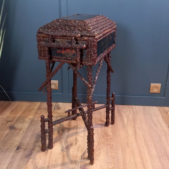 Image 1 of Antique Japanese Faux Bois sewing table