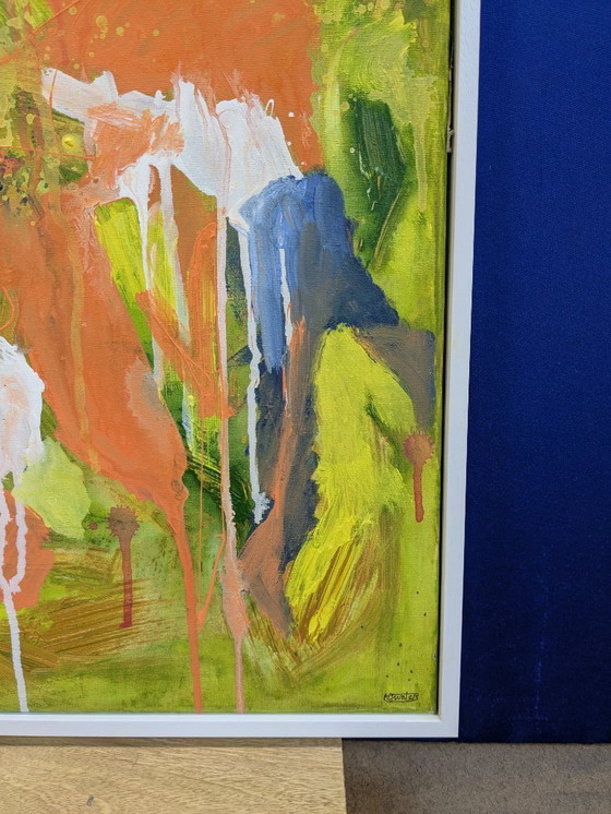 Image 1 of CAMOUFLAGE ACRYL ABSTRAKT LEINWAND GEMÄLDE NIGEL WATERS SIGNIERT GERAHMT KUNST