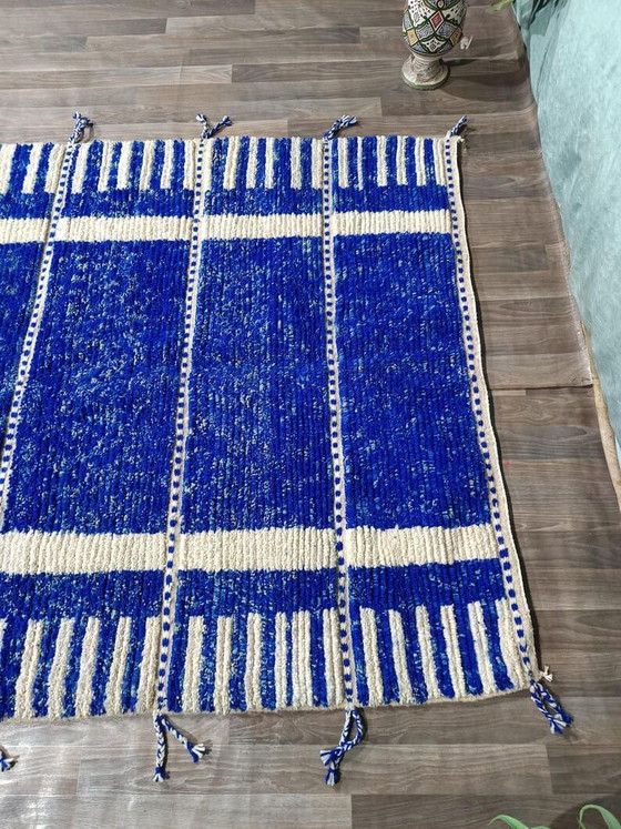 Tapis en laine nationale marocaine tissé a la main traditionnelle bleu taille 200/300 cm – Aime Té, Wool (photo 3 of 10)