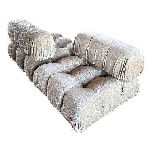 2x Camaleonda sofa modules by Mario Bellini for B&B Italia in off-white velvet, Italy, 1970s