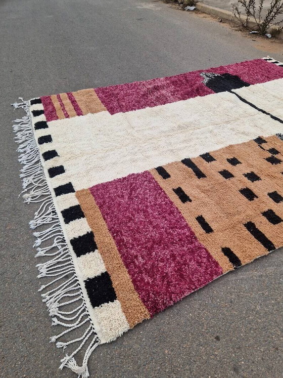Tappeto marocchino fatto a mano - marrone, nero e rosa - 3X2m – Tappeti, Wool, Cotton, Modern (photo 7 of 10)