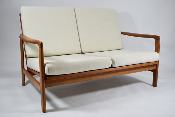 Image 1 of Scandinavian Two-Seater Sofa, Creme Fabric