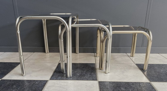 Image 1 of Glass nesting set of tables 1970s