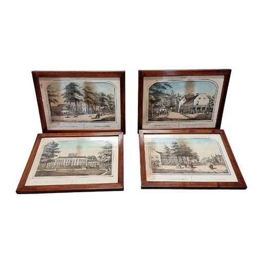 Lithographies anciennes de Baarn encadrées, années 1920