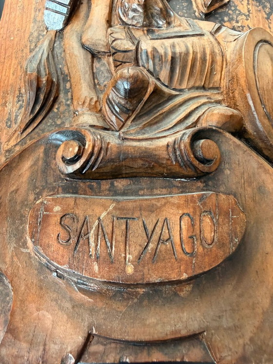 Hand-carved Wooden Wall Plaque Santiago Matamoros – Wanddecoratie (photo 3 of 6)