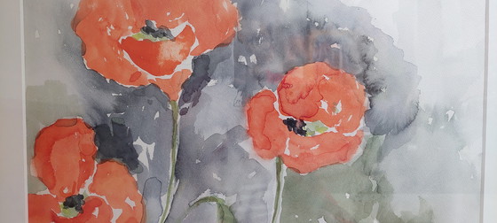 Image 1 of Aquarellmalerei mit Mohnmotiv