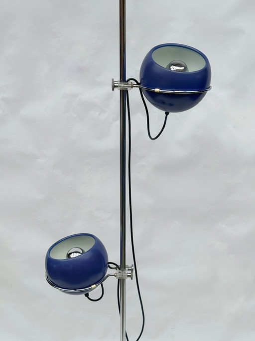 Lampadaire vintage à double globe oculaire | Violet lilas | Style futuriste | Moderne du milieu du siècle | Années 1970