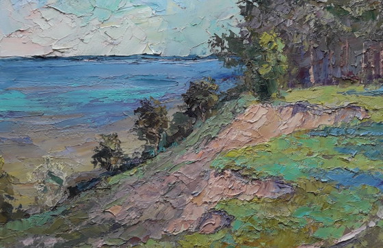 Dipinto a olio originale Paesaggio fluviale Montagna – Dipinti e disegni, Canvas (photo 7 of 8)
