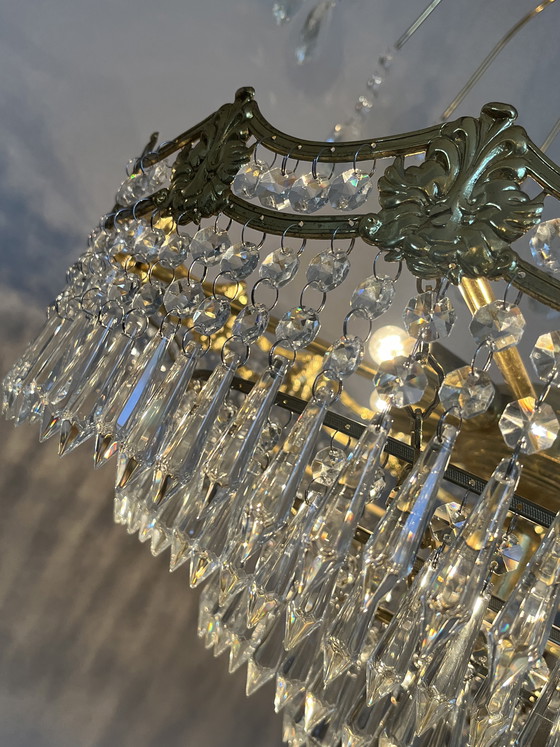Image 1 of Sac à main vintage XL en cristal, lustre, pendentifs en cristal français